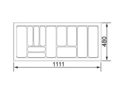 SOTECH Orga-Box VIII Besteckeinsatz 1111 x 480 x 55 mm Lavagrau mit Perlstruktur Für 120er Schränke in Häcker Küchen