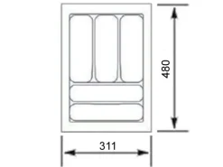 SOTECH Orga-Box VIII Besteckeinsatz 311 x 480 x 55 mm Lavagrau mit Perlstruktur Für 40er Schränke in Häcker Küchen