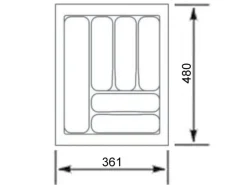 SOTECH Orga-Box VIII Besteckeinsatz 361 x 480 x 55 mm Lavagrau mit Perlstruktur Für 45er Schränke in Häcker Küchen