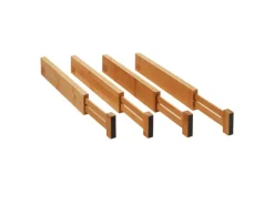 SOTECH 4-Teiliges ORGA-BOX Bambus Schubladen Trennsystem 354 bis 482 mm Höhe 63 mm mit Federmechanismus