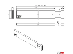 SOTECH 4-Teiliges ORGA-BOX Bambus Schubladen Trennsystem 354 bis 482 mm Höhe 63 mm mit Federmechanismus