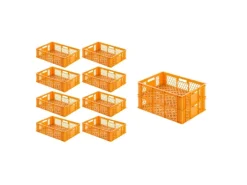 SparSet 10 x Eurobehälter Bäcker- und Konditorenkasten HxBxT 17,1 x 40 x 60 33 Liter Gelb-Orange Brötchenkiste Sstapelbare Bäckerkiste