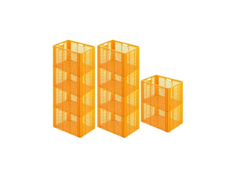 SparSet 10 x Eurobehälter Bäcker- und Konditorenkasten HxBxT 42,1 x 40 x 60 85 Liter Gelb-Orange Brötchenkiste Sstapelbare Bäckerkiste
