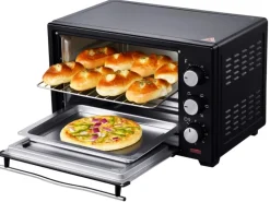 Steinborg SB-3002 Minibackofen mit Umluft 25 Liter 1600 Watt Schwarz