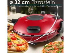 Steinborg SB-3140 Pizzaofen Elektrisch 32 cm mit Pizzastein Timer 5 Stufen 1200 Watt
