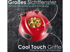 Steinborg SB-3140 Pizzaofen Elektrisch 32 cm mit Pizzastein Timer 5 Stufen 1200 Watt