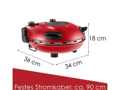 Steinborg SB-3140 Pizzaofen Elektrisch 32 cm mit Pizzastein Timer 5 Stufen 1200 Watt