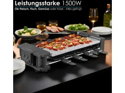 Steinborg SB-2220 Raclette Grill für 8 Personen mit Teilbarer Kombinierter Grillfläche 1500 Watt