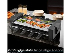 Steinborg SB-2220 Raclette Grill für 8 Personen mit Teilbarer Kombinierter Grillfläche 1500 Watt