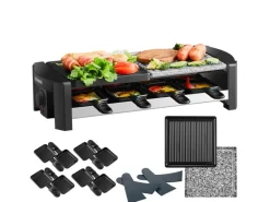 Steinborg SB-2140 Raclette Grill für 8 Personen mit Kombinierter Grillfläche 1300 Watt