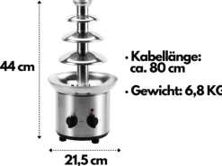 Steinborg SB-6030 Schokoladenbrunnen Edelstahl 4-Etagen 1250g Kapazität 190 Watt