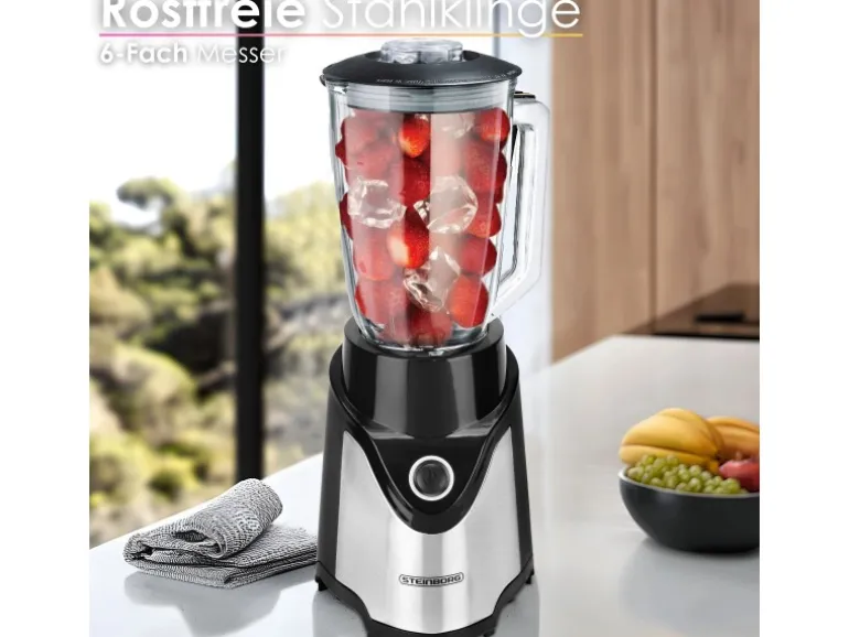 Steinborg SB-7030 Standmixer mit To-Go Becher Glaskrug BPA-Frei 500 Watt