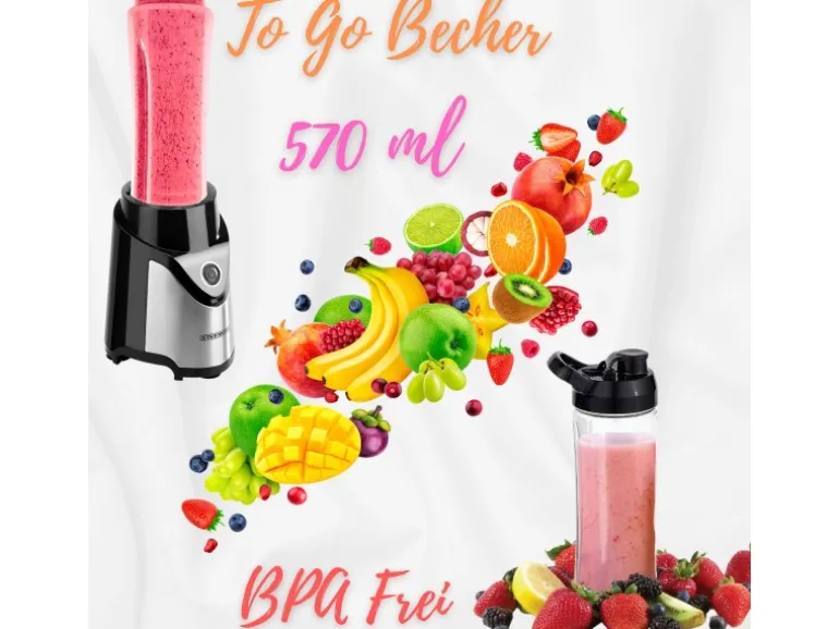 Steinborg SB-7030 Standmixer mit To-Go Becher Glaskrug BPA-Frei 500 Watt