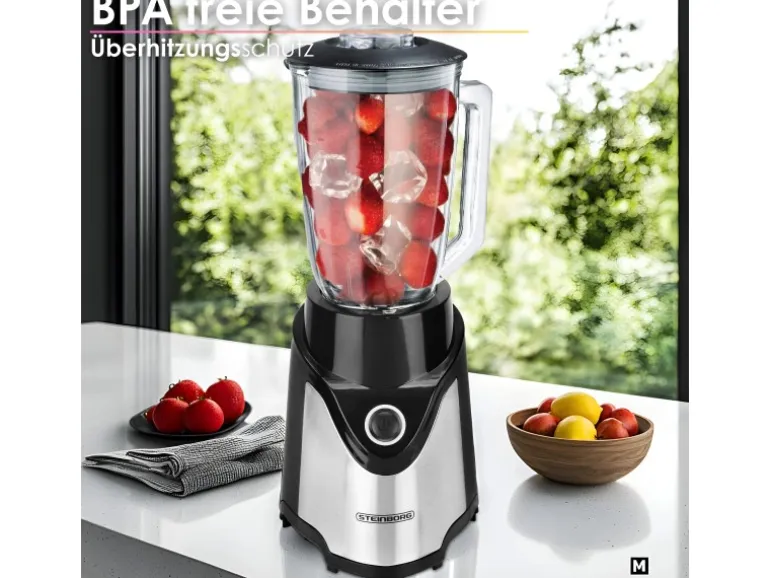 Steinborg SB-7030 Standmixer mit To-Go Becher Glaskrug BPA-Frei 500 Watt