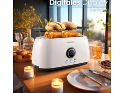 Steinborg SB-2214 XXL 4 Scheiben Toaster Digitales Display 1500 Watt Beige