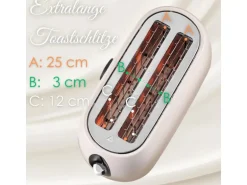 Steinborg SB-2214 XXL 4 Scheiben Toaster Digitales Display 1500 Watt Beige