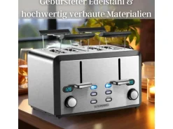 Steinborg SB-2210 XXL 4-fach Toaster 1600 Watt 2x Brötchenaufsatz