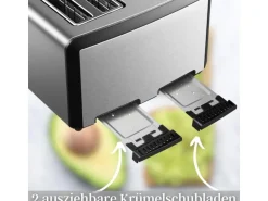 Steinborg SB-2210 XXL 4-fach Toaster 1600 Watt 2x Brötchenaufsatz