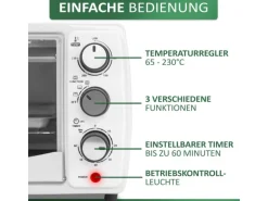 Steinborg SB-3005W Minibackofen 13 Liter 1200 Watt Weiß