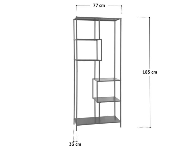 Svita Kela Metallregal 6 Ebenen Küchenregal Badregal Industrial Style Schwarz