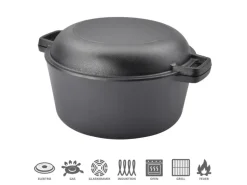 Taino Double Dutch Oven 6L Gusseisen Deckel Allzweck-Kochtopf Schmortopf Dopf