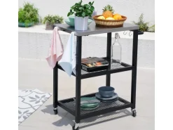 Taino Netis Grillwagen Grilltisch Rollwagen Grillständer Klein Mit Rollen Outdoor Balkon Garten Terrasse Schwarz