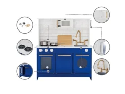 Teamson Kids Kinderküche Spielküche mit Zubehör für Kinder Blau