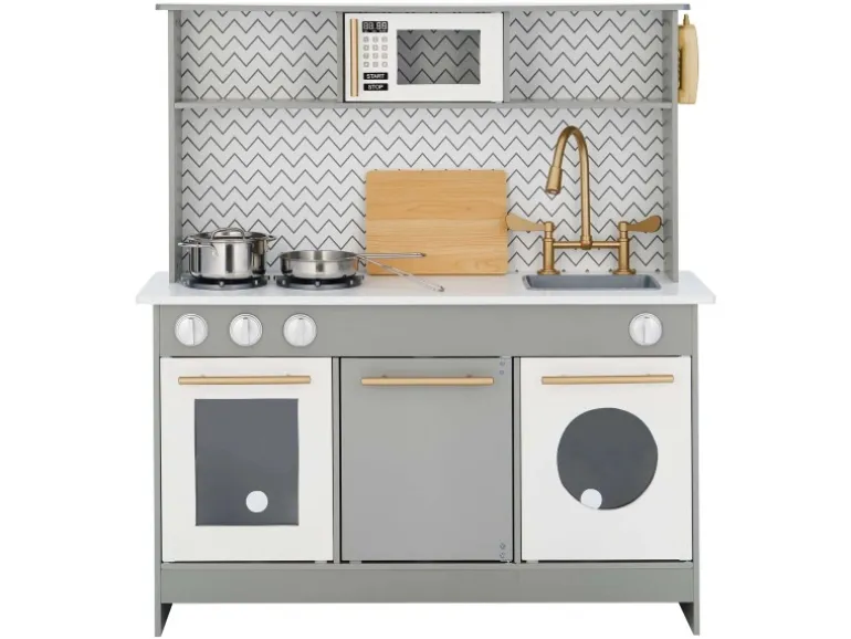 Teamson Kids Kinderküche Spielküche mit Zubehör für Kinder Grau