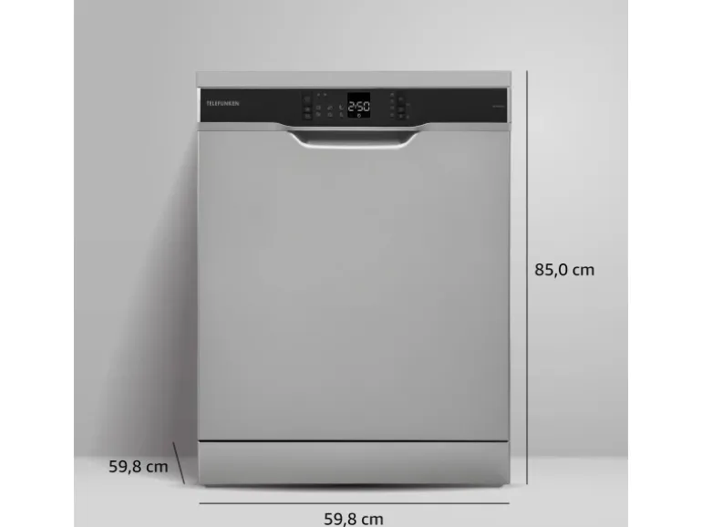 Telefunken Geschirrspüler Freistehend 60 cm Spülmaschine Silber 12 Maßgedecke 6 Programme AquaStop Eco GFS6012DI