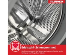 Telefunken Waschmaschine 7kg Frontlader 1400 U/Min Inverter Motor AquaStop Schontrommel Dark Inox W-7-1400-A-DI
