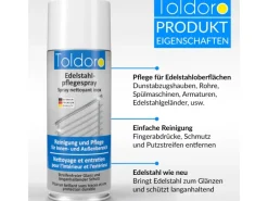 Toldoro Set 2x Edelstahl Pflegespray 400ml  Edelstahlreiniger für Küche oder Grill Edelstahlpflege Spray als Reinigungsmittel oder Metallreiniger