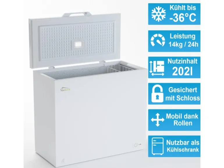 Tronitechnik Gefriertruhe Kühltruhe Borgar Pro Mit 2In1 Gefrier- Und Kühlfunktion | 210 Liter 223Kwh/Jahr | Led-Licht