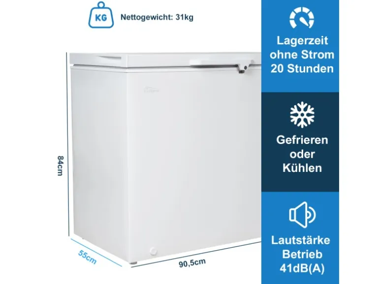 Tronitechnik Gefriertruhe Kühltruhe Borgar Pro Mit 2In1 Gefrier- Und Kühlfunktion | 210 Liter 223Kwh/Jahr | Led-Licht