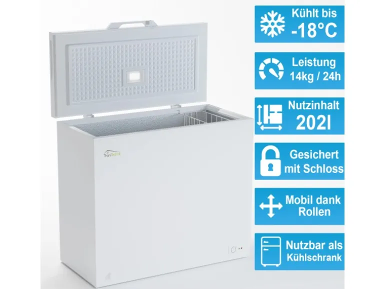 Tronitechnik Gefriertruhe Kühltruhe Borgar Pro Mit 2In1 Gefrier- Und Kühlfunktion | 210 Liter 223Kwh/Jahr | Led-Licht