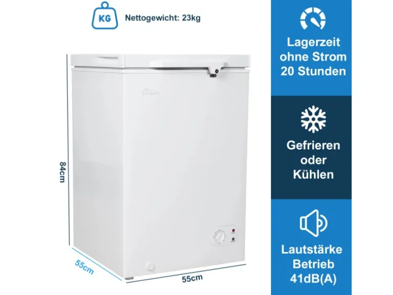Tronitechnik Gefriertruhe Kühltruhe Borgar Pro Mit 2In1 Gefrier- Und Kühlfunktion | 110 Liter 169Kwh/Jahr | Led-Licht