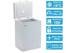 Tronitechnik Gefriertruhe Kühltruhe Borgar Pro Mit 2In1 Gefrier- Und Kühlfunktion | 110 Liter 169Kwh/Jahr | Led-Licht