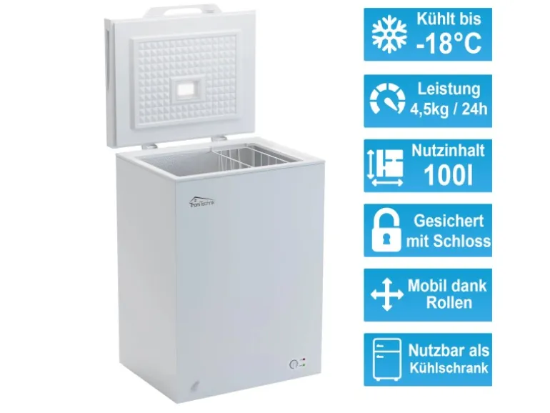 Tronitechnik Gefriertruhe Kühltruhe Borgar Pro Mit 2In1 Gefrier- Und Kühlfunktion | 110 Liter 169Kwh/Jahr | Led-Licht