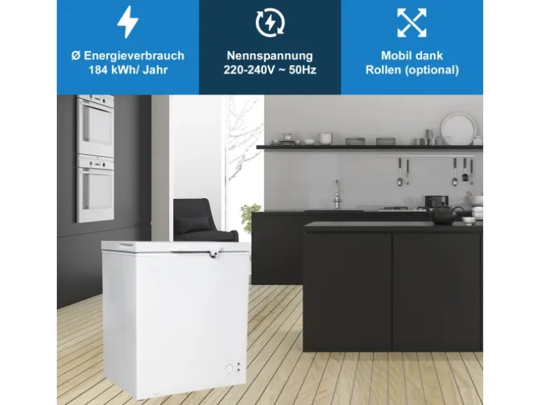 Tronitechnik Gefriertruhe Kühltruhe Borgar Pro Mit 2In1 Gefrier- Und Kühlfunktion | 160 Liter 184Kwh/Jahr Led Griff