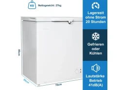 Tronitechnik Gefriertruhe Kühltruhe Borgar Pro Mit 2In1 Gefrier- Und Kühlfunktion | 160 Liter 184Kwh/Jahr Led Griff