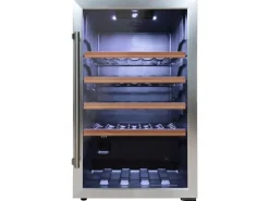 Tronitechnik Weinkühlschrank Getraenkekühlschrank 126 Liter 63 Flaschen Wein Kühlschrank Edelstahl-Optik Mit Led