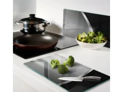 Tulup Herdabdeckplatte SET aus 2 Stück 30x52 cm Schneidebrett aus Glas Schutzplatte Küchenutensilien Spritzschutz Textur