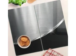 Tulup Herdabdeckplatte SET aus 2 Stück 30x52 cm Schneidebrett aus Glas Schutzplatte Küchenutensilien Spritzschutz Textur