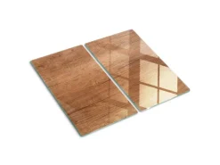 Tulup Herdabdeckplatte SET aus 2 Stück 30x52 cm Schneidebrett aus Glas Schutzplatte Küchenutensilien Abdeckung Holz