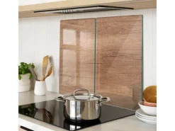 Tulup Herdabdeckplatte SET aus 2 Stück 30x52 cm Schneidebrett aus Glas Schutzplatte Küchenutensilien Abdeckung Holz