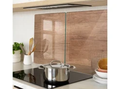 Tulup Herdabdeckplatte SET aus 2 Stück 40x52 cm Glas-Servierbrett Küchenutensilien Schutzplatte Spritzschutz Holz