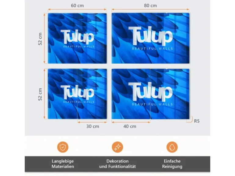 Tulup Herdabdeckplatte SET aus 2 Stück 40x52 cm Glas-Servierbrett Küchenutensilien Schutzplatte Spritzschutz Holz