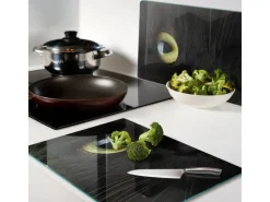Tulup Herdabdeckplatte SET aus 2 Stück 40x52 cm Schneidebrett aus Glas Schutzplatte Küchenutensilien Katzenaugen