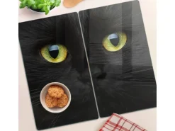 Tulup Herdabdeckplatte SET aus 2 Stück 30x52 cm Schneidebrett Glas Schutzplatte Küchenutensilien Katzenaugen