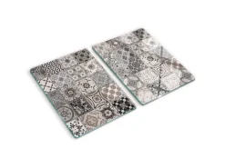Tulup Herdabdeckplatte SET aus 2 Stück 40x52 cm Schneidebrett Glas Schutzplatte Küchenutensilien Keramikfliesen