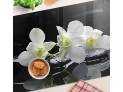 Tulup Herdabdeckplatte 80x52 cm Schneidebrett aus Glas Schutzplatte Küchenutensilien Spritzschutz Abdeckung Orchidee